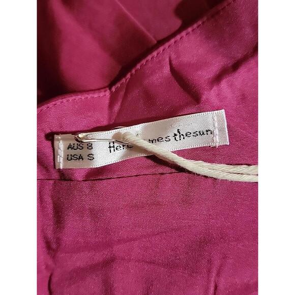 Here Comes The Sun AU 8/US S Halterneck Ruffle Hem Mini Dress Fuchsia NWT #X - Picture 10 of 13